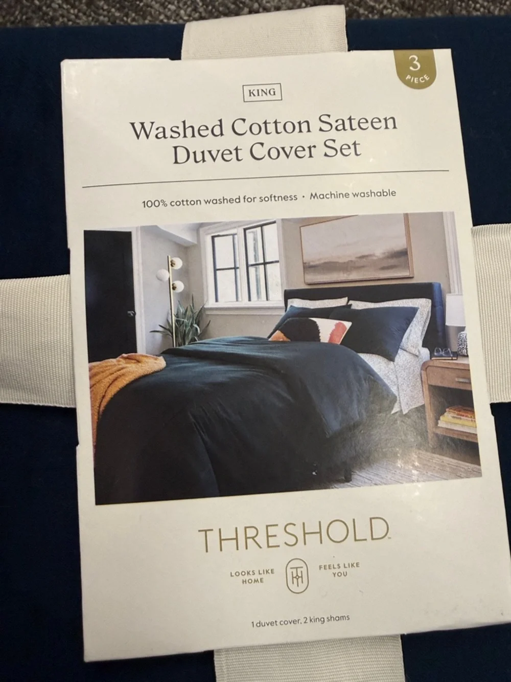 Threshold Navy Washed Cotton Sateen Duvet Cover Set